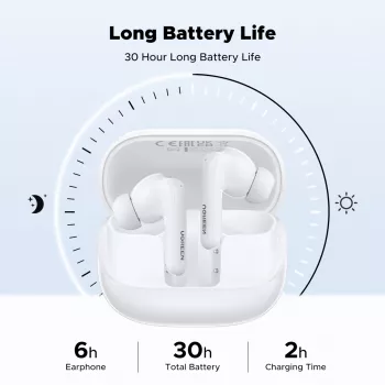 UGREEN EchoBuds Magic bezvadu austiņas ar aktīvo trokšņu slāpēšanu, Bluetooth 5.2, IPX5 ūdens izturība – baltas