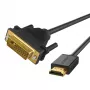 UGREEN HD106 HDMI–DVI kabelis, 2m, melns, 1080p, zeltīti kontakti, trīskāršs ekranējums