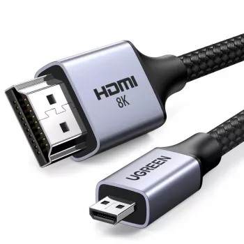 UGREEN HD164 Micro HDMI to HDMI 2.1 kabelis 8K 1m Pelēks