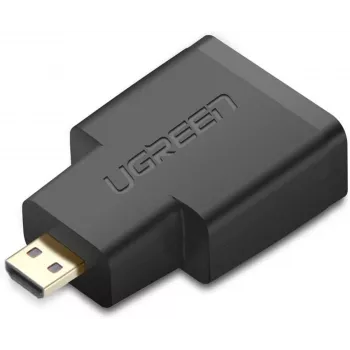 UGREEN Micro HDMI vīrietis uz HDMI sieviete adapteris – 4K@60Hz, zeltīts, melns