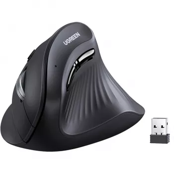 UGREEN Multi-Mode vertikālā pele Bluetooth un 2.4G bezvadu – melna
