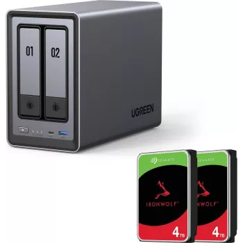 UGREEN NASync DXP2800 2 ligzdu NAS ar 8TB (2x Seagate IronWolf 4TB), Intel N100, 2.5GbE