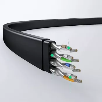 UGREEN NW102 Cat6 Flat Ethernet Network Cable 8m - Melns