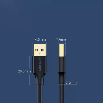 UGREEN US128 USB 3.0 A-Male to A-Male kabelis 2m Melns