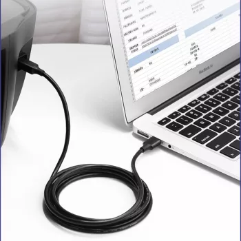 UGREEN US135 USB 2.0 A-B kabelis, apzeltīti kontakti, 2 m, melns