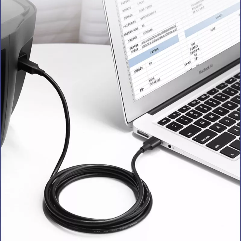 UGREEN US135 USB 2.0 A-B kabelis, apzeltīti kontakti, 2 m, melns