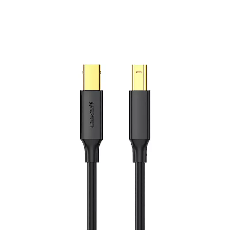 UGREEN US135 USB 2.0 A-B kabelis, apzeltīti kontakti, 2 m, melns