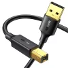 UGREEN US135 USB 2.0 A-B kabelis, apzeltīti kontakti, 2 m, melns