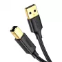 UGREEN US135 USB 2.0 A-B kabelis, apzeltīti kontakti, 2 m, melns