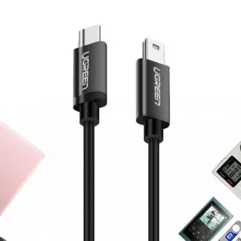 UGREEN US242 USB-C to Mini USB kabelis 1m Melns