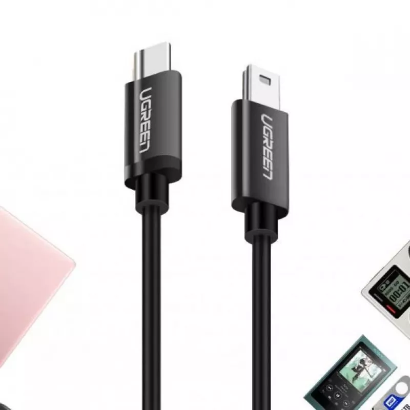 UGREEN US242 USB-C to Mini USB kabelis 1m Melns