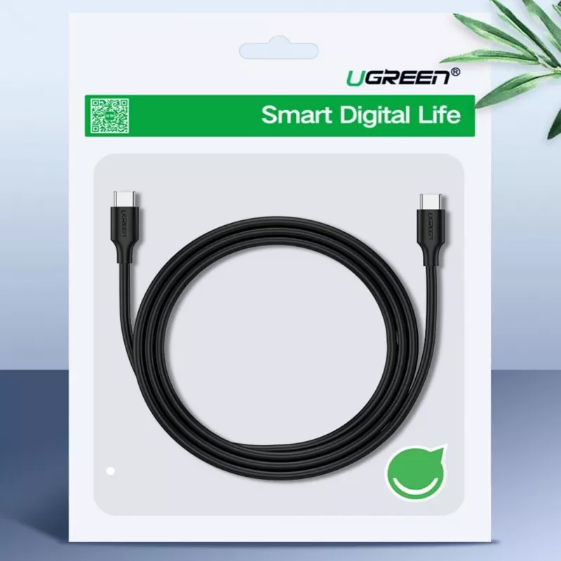 UGREEN US286 USB-C to USB-C kabelis 1m Melns - PD QC 3A 480Mbps