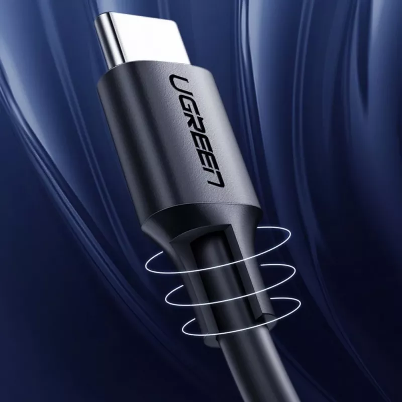 UGREEN US286 USB-C to USB-C kabelis 1m Melns - PD QC 3A 480Mbps