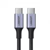 UGREEN US316 USB-C to USB-C kabelis 100W 5A 480Mbps 1.5m Pelēks