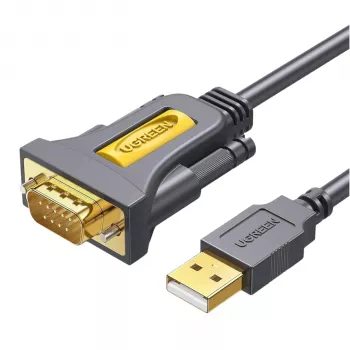 UGREEN USB 2.0 uz RS-232 seriālais adaptera kabelis (USB-A vīrietis uz DB9 vīrietis) - melns, 1,5 m
