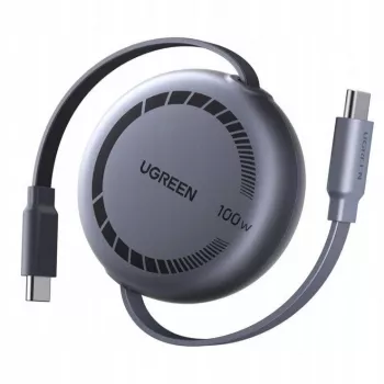 UGREEN USB-C uz USB-C PD 100W ievelkamais ātrās uzlādes kabelis 1m melns