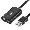 UGREEN USB uz 3.5mm ārējais stereo skaņas adapteris - Melns