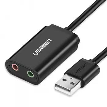 UGREEN USB uz 3.5mm ārējais stereo skaņas adapteris - Melns