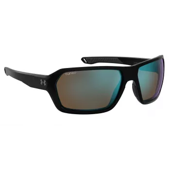 Under Armour UARECON807G4W Vīriešu sporta saulesbrilles – Matēts melns rāmis, Pelēkas polarizētas lēcas, 64/17/125 mm
