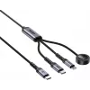 UNITEK 3-in-1 USB-C + Lightning + Apple Watch lādēšanas kabelis, 100W PD, 480 Mbps, 1.2m, melns