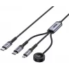 UNITEK 3-in-1 USB-C + Lightning + Apple Watch lādēšanas kabelis, 100W PD, 480 Mbps, 1.2m, melns