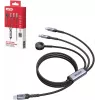 UNITEK 3-in-1 USB-C + Lightning + Apple Watch lādēšanas kabelis, 100W PD, 480 Mbps, 1.2m, melns