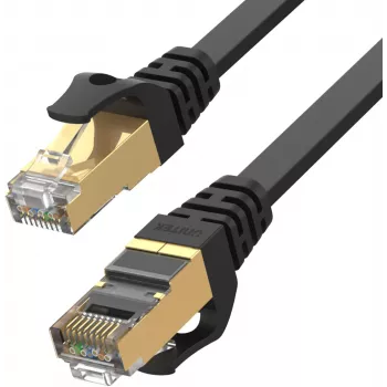 UNITEK Cat.7 SSTP plakans Ethernet ielāpu kabelis 1m melns RJ45 10Gbps 600MHz
