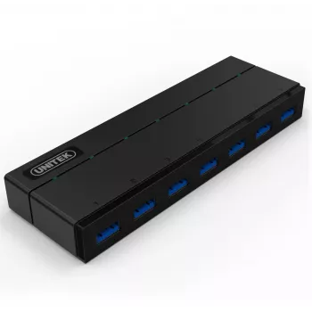 UNITEK Y-3184 7-Port USB 3.0 Hub ar barošanas adapteri un BC 1.2 uzlādi