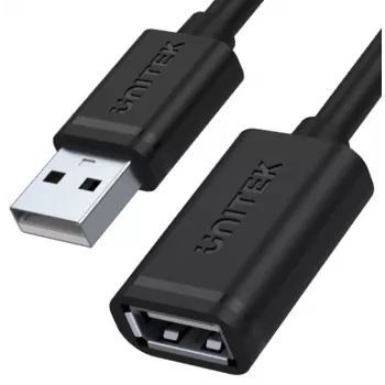 UNITEK Y-C449GBK USB 2.0 pagarinājuma kabelis, Type-A vīriņš–sieviete, 1.5 m, melns