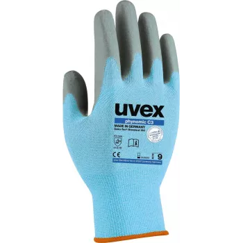 Uvex 60080 drošības cimdi 12. izmērs zili/pelēki ar Aqua-Polymer putu pārklājumu 6008012