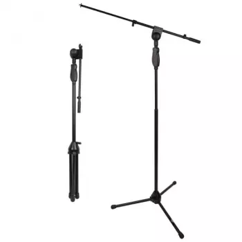 V-TONE DELUXE M1 Solo mikrofona statīvs ar strēles izlici un tripoda pamatni, regulējams augstums 900-1600 mm, melns