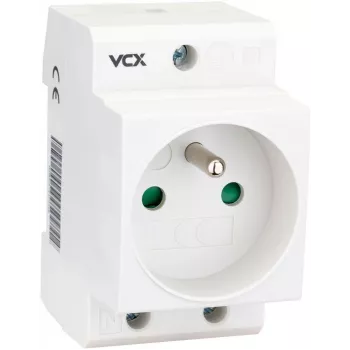 VCX GN TH DIN sliežu ligzda ar zemējuma kontaktu 230V 16A Schuko F tipa