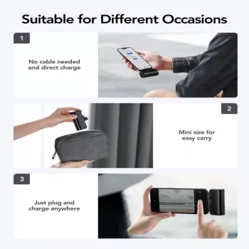 Veger PlugOn Power Bank (W0558P) 5000 mAh 20W PD QC3.0 ar iebūvētu Lightning savienotāju Melns