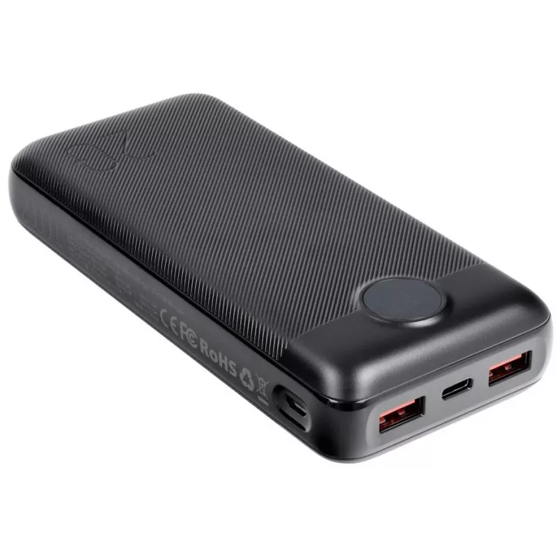 VEGER Power Bank 20000 mAh 20W PD QC 3.0 2x USB-A USB-C Melns