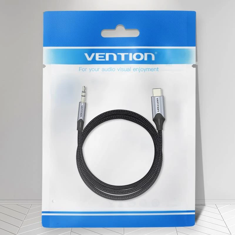 VENTION BGKHF USB-C uz 3,5 mm audio adaptera kabelis, 1 m, melns