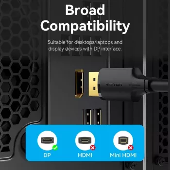 VENTION HAKBF DisplayPort to DisplayPort kabelis 1m Melns