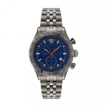 Versace vīriešu pulkstenis VE2U00722 44mm Swiss Quartz GMT nerūsējošais tērauds