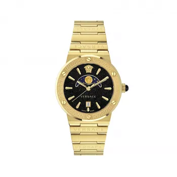 VERSACE V-Chrono Vīriešu Pulkstenis VE7G00323 38mm Melns Ciparnīca Ādas Siksniņa