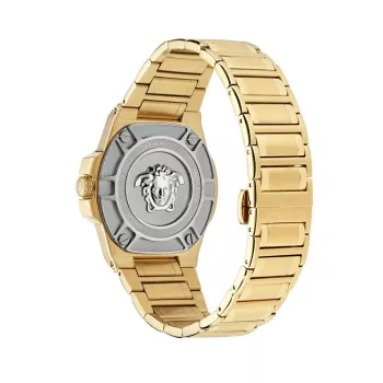Versace V-Motif Virtual sieviešu pulkstenis VE3I00723 44mm Šveices kvarcs melns ciparnīca ādas siksniņa