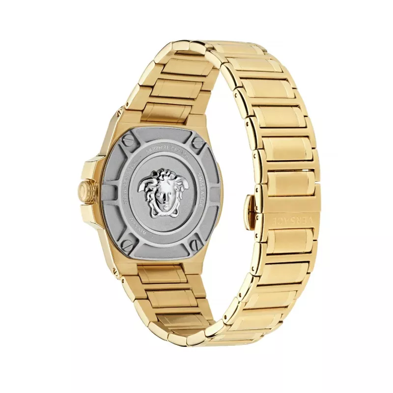 Versace V-Motif Virtual sieviešu pulkstenis VE3I00723 44mm Šveices kvarca melns ciparnīca ādas siksniņa
