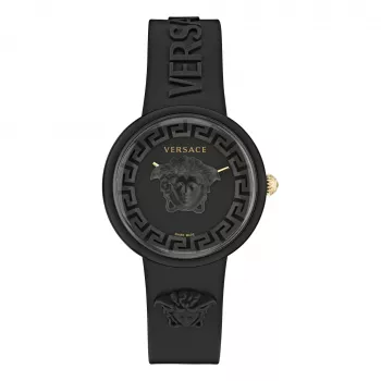 Versace V-Motif sieviešu Šveices kvarca pulkstenis VE6G00223 39mm melns ciparnīca, ādas siksna