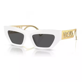 VERSACE VE4432U40187 Sieviešu kaķacs formas saulesbrilles - Melns acetāta rāmis, Pelēkas polikarbonāta lēcas, UV400 aizsardzība