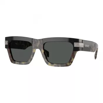 VERSACE VE4464-545687 Vīriešu taisnstūra saulesbrilles caurspīdīgs pelēks rāmis tumši pelēkas lēcas 52mm