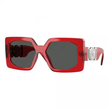 VERSACE VE4478U550087 Sieviešu Saulesbrilles - Melns Acetāta Rāmis, Pelēkas Polikarbonāta Lēcas, 55mm Lēcu Platums, 100% UV400 Aizsardzība