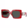 VERSACE VE4478U550087 Sieviešu Saulesbrilles - Melns Acetāta Rāmis, Pelēkas Polikarbonāta Lēcas, 55mm Lēcu Platums, 100% UV400 Aizsardzība