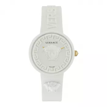 Versace VE6G00123 sieviešu pulkstenis 39 mm, nerūsējošā tērauda korpuss, melna ādas siksna, sudraba ciparnīca