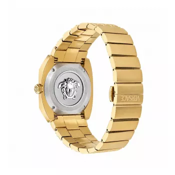 VERSACE sieviešu VE8F00424 kvarca pulkstenis, 44 mm melns ciparnīca ar ādas siksnu
