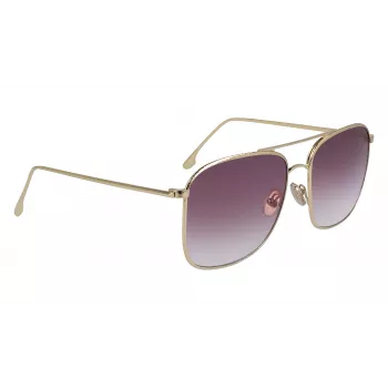 Victoria Beckham VB202S-712 Sieviešu liela izmēra kvadrātveida saulesbrilles, zelta metāla rāmis, brūnas gradienta lēcas, 59 mm