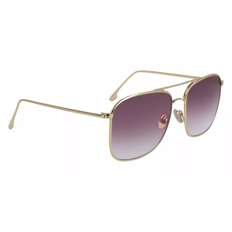 Victoria Beckham VB202S-712 Sieviešu liela izmēra kvadrātveida saulesbrilles, zelta metāla rāmis, brūnas gradienta lēcas, 59 mm