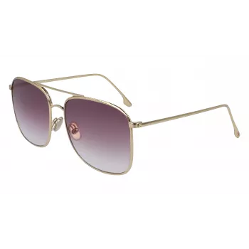 Victoria Beckham VB202S-712 Sieviešu liela izmēra kvadrātveida saulesbrilles, zelta metāla rāmis, brūnas gradienta lēcas, 59 mm